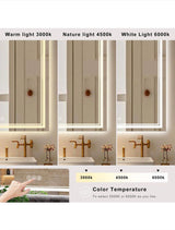 36 in. W x 60 in. H Rectangular Frameless LED Front Light Backlit Anti-Fog Wall Mirror Bathroom Vanity Mirror