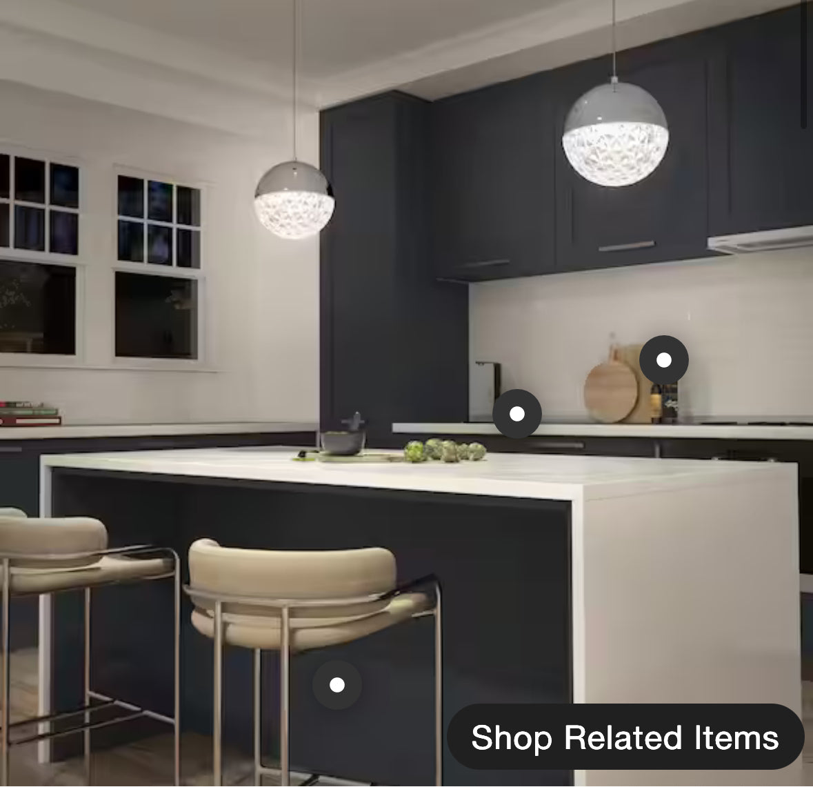 Carat Ball 15-Watt 1 Light Chrome Modern 5 CCT Integrated LED Mini Pendant Light Fixture for Kitchen Island