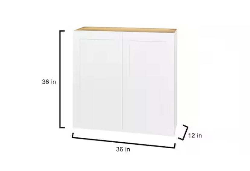 Avondale Shaker Alpine White Quick Assemble Plywood 36 in Wall Kitchen Cabinet (36 in W x 36 in H x 12 in D)