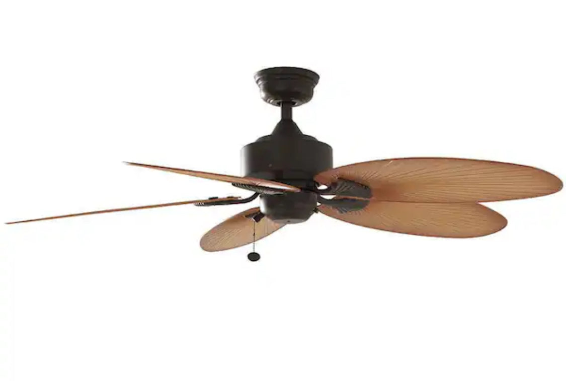 Lillycrest 52 in. Indoor/Outdoor Aged Bronze Ceiling Fan with Downrod and Reversible Motor; Light Kit Adaptable