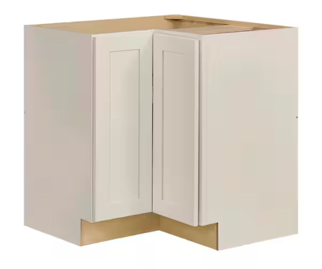 Avondale 32 in. W x 32 in. D x 34.5 in. H Ready to Assemble Plywood Shaker Lazy Susan Corner Cabinet in Antique White