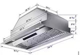 36 in. 900 CFM Convertible Insert Range Hood Stainless Steel with Baffle Filters, LED and Gesture Control