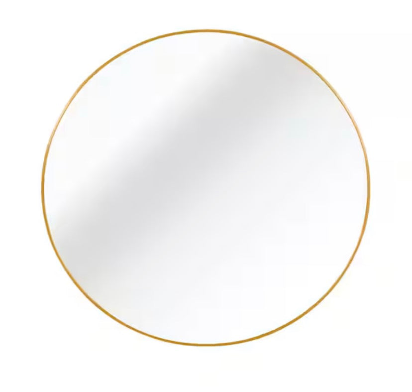 39 in. W x 39 in. H Gold Modern Round Framed Decorative Mirror