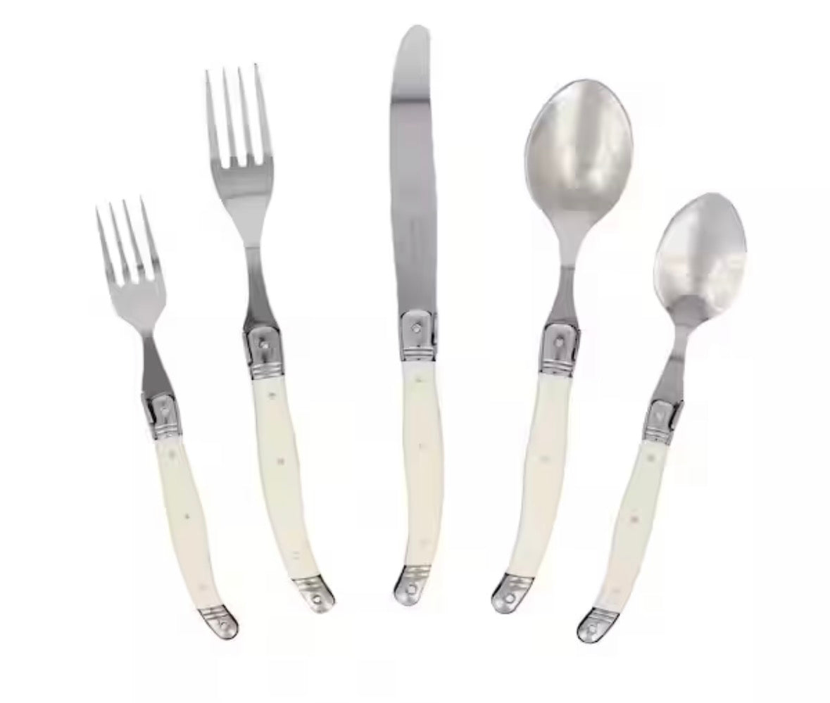 Laguiole 20-Piece Pearl White Stainless Steel Flatware Set (Service for 4)