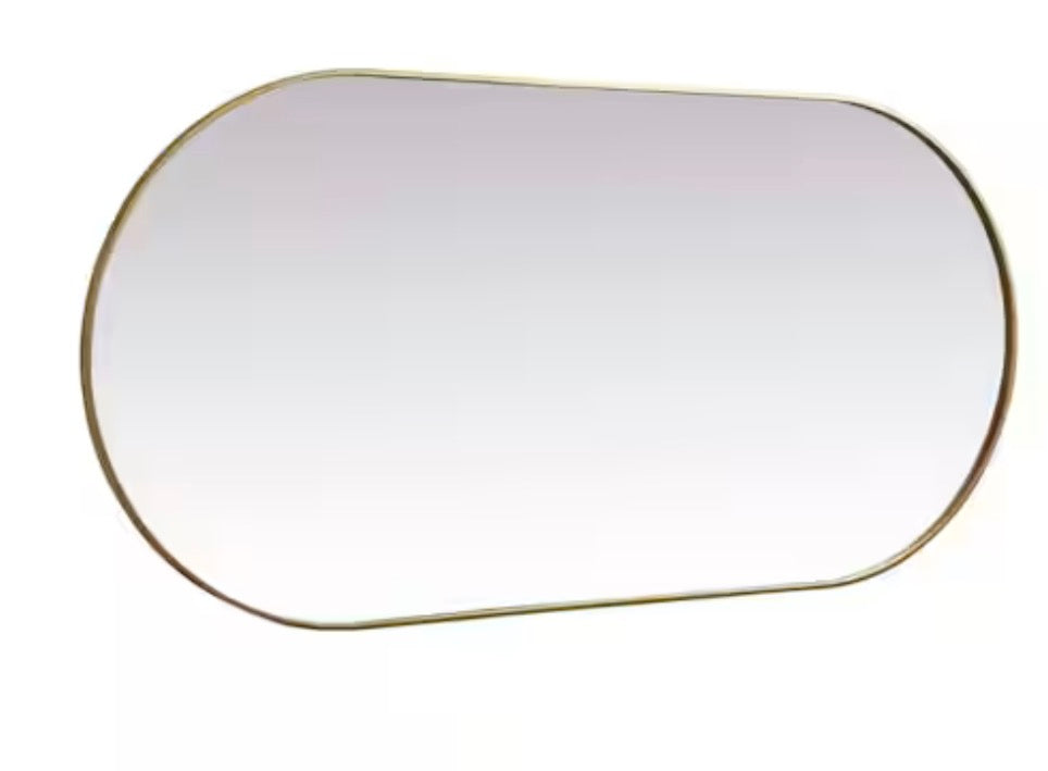Timeless Home 36 in. W x 72 in. H x Modern Metal Framed Oval Brass Mirror