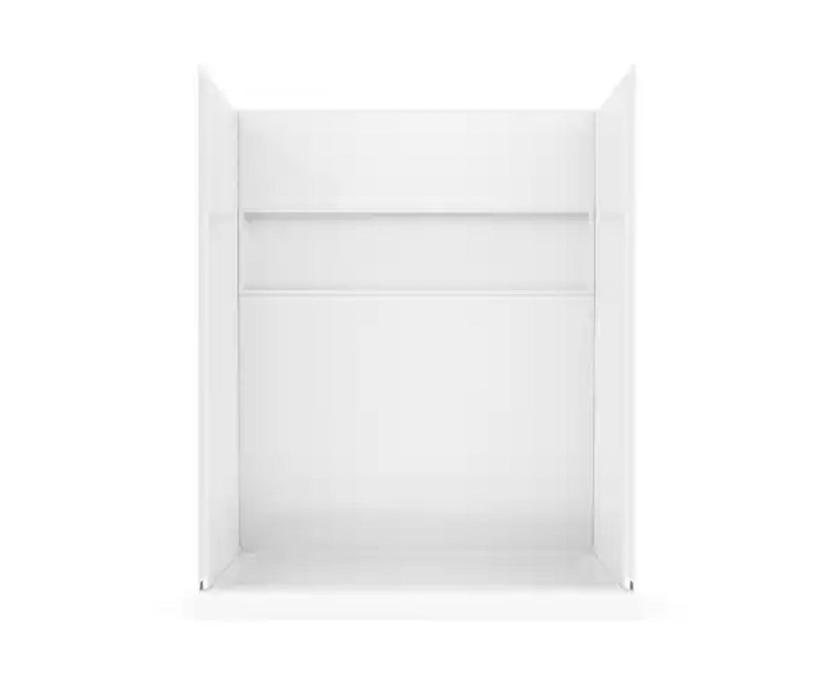 NexTile 60 in. W x 34 in. D x 74 in. H 4-Piece Direct-to-Stud Composite Alcove Shower Wall Surround in White