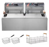 Capacity 18Qt. Silver Commercial Deep Fryer with 3 Removable Baskets, 3000W Turkey Fryer, for Kitchen Restaurant Use
