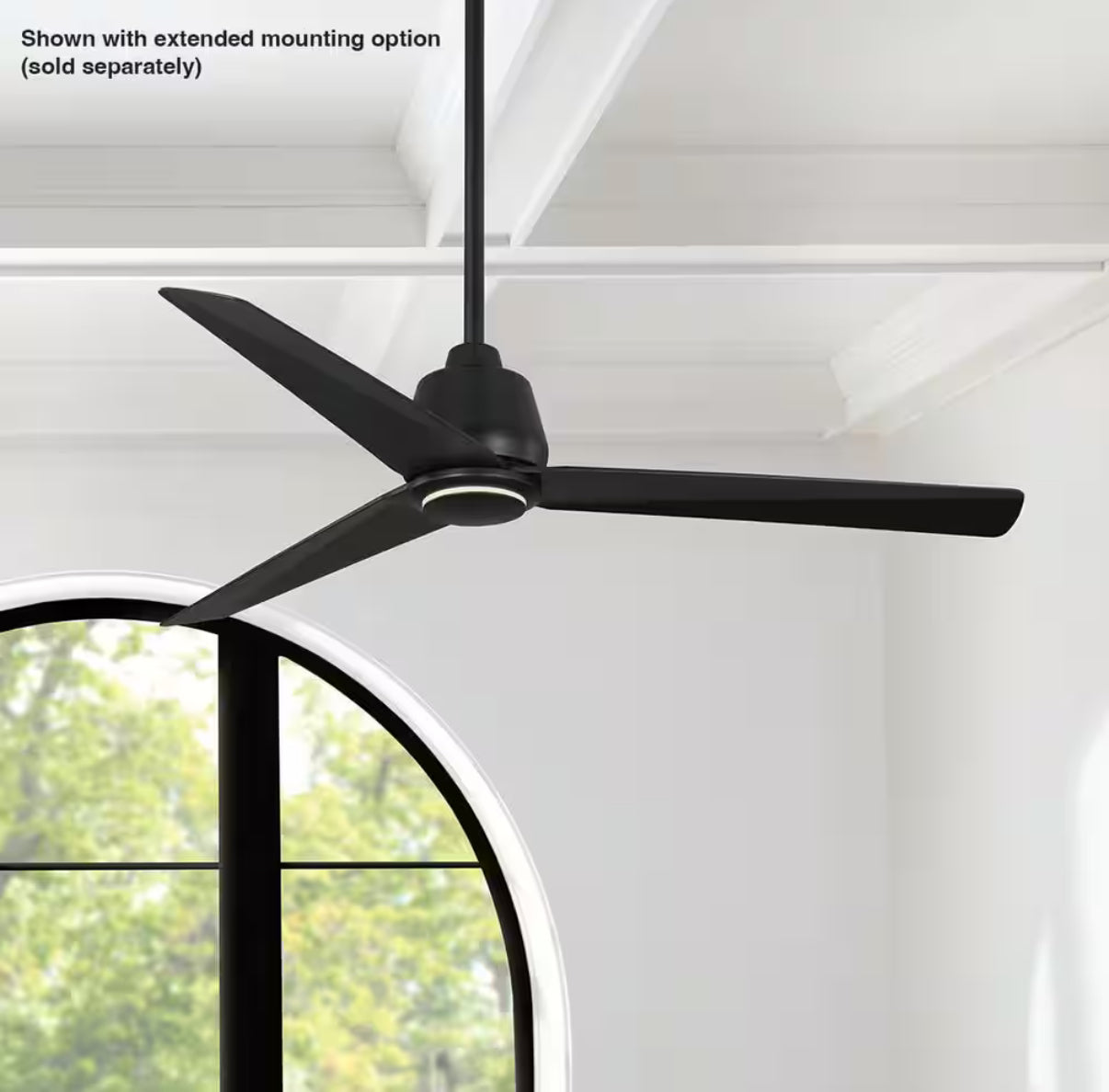 Sandro 56 in. Indoor/Outdoor Matte Black Ceiling Fan with Remote and LED Accent Ring Light