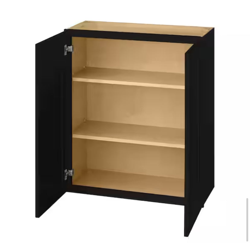 Avondale 30 in. W x 12 in. D x 36 in. H Ready to Assemble Plywood Shaker Wall Kitchen Cabinet in Raven Black