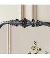 Medium French Country Arched Black Ornate Wood Framed Mirror (23 in. W x 29 in. H)