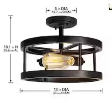 Moreland 13 in. 2-Light Oil-Rubbed Bronze Semi-Flush Mount