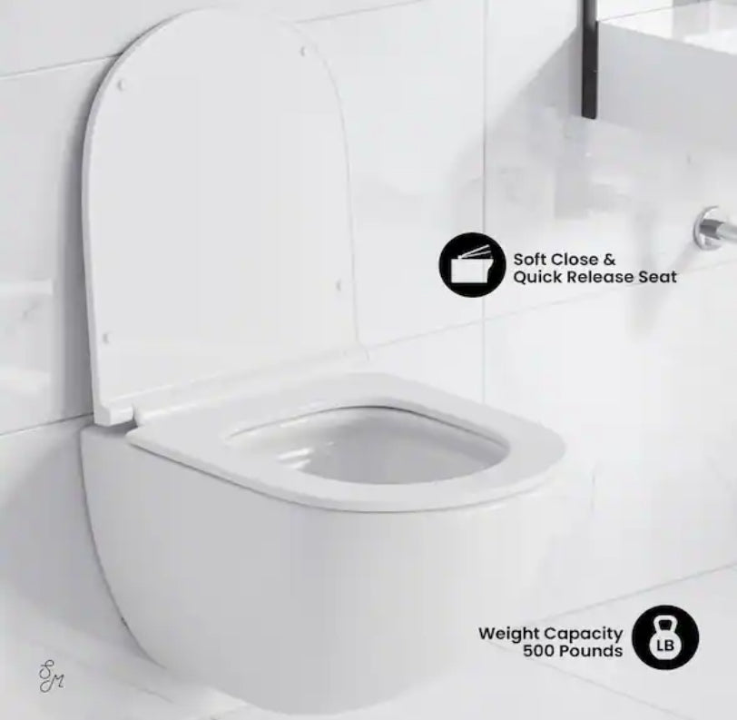 St. Tropez Wall Hung Toilet Bowl 0.8/1.28 GPF Dual Flush Elongated in White