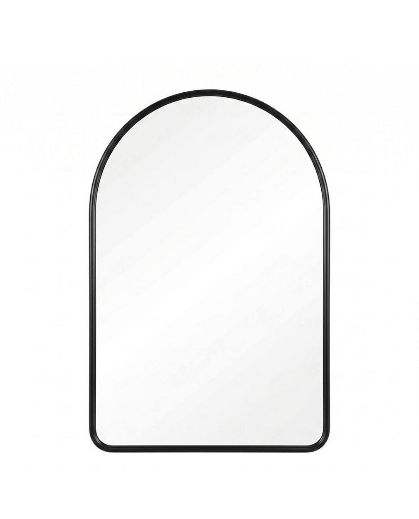 Black 30 in. W x 50 in. H Arched Round Edges Aluminum Alloy Framed Decorative Vanity Wall Mirror