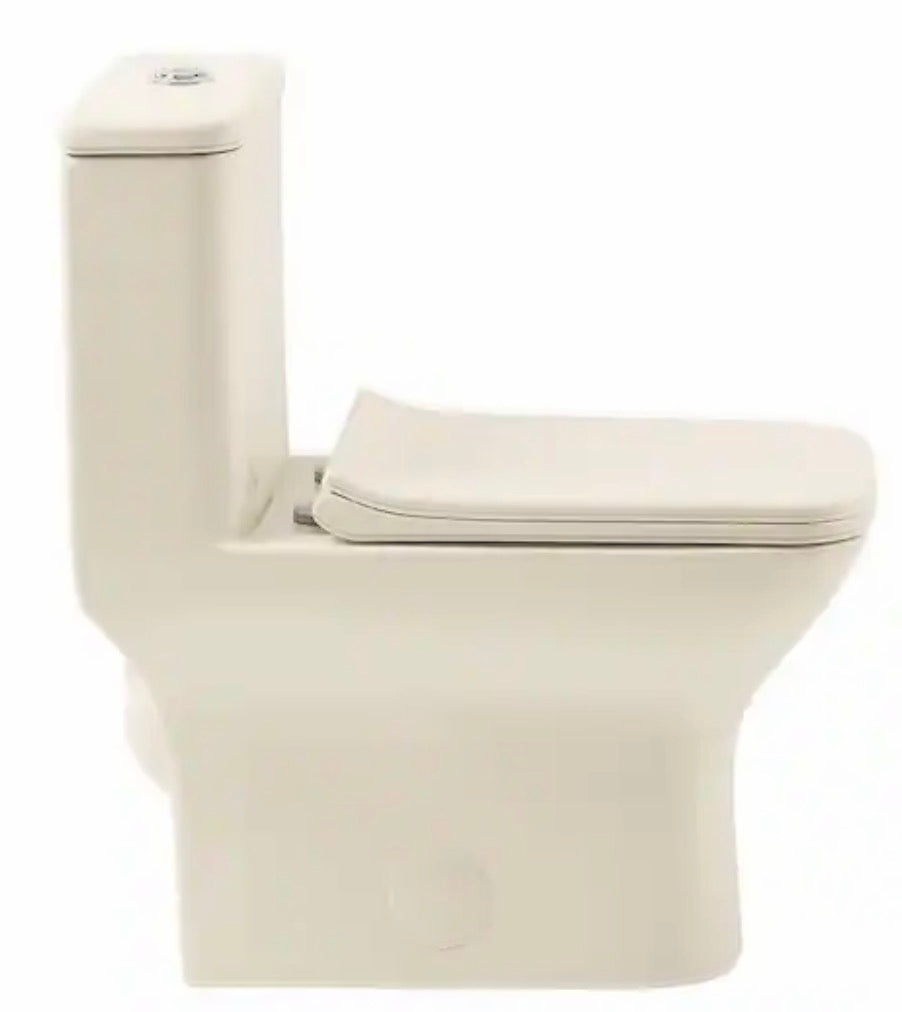 Carre 1-piece 1.1/1.6 GPF Dual Flush Square Toilet in Bisque Seat Included