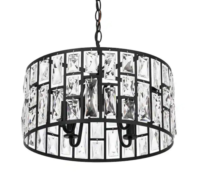 Kristella 4-Light Black Crystal Chandelier