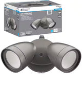 Dusk to Dawn Sensor Bronze Exterior Outdoor Twin Head LED Flood Light Security 1200 to 2400 Lumens 4000K Wet Rated