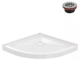 DT-2212-85 32 in. x 32 in. Round Corner PP Shower Pan Base in Glossy White with Center Drain, Drain Included
