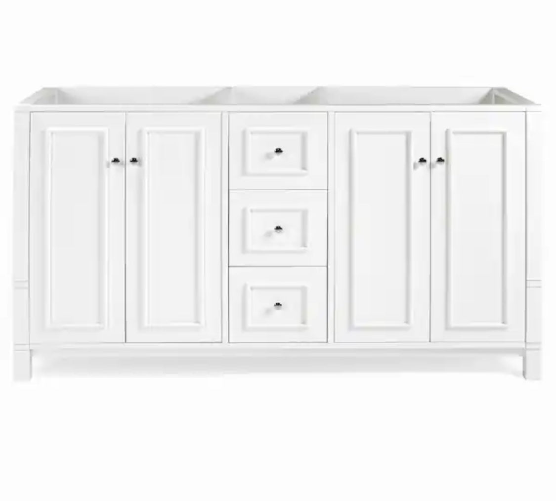 Williamsburg 60 in. W x 21 in. D x 34 in. H Bath Vanity Cabinet without Top in White