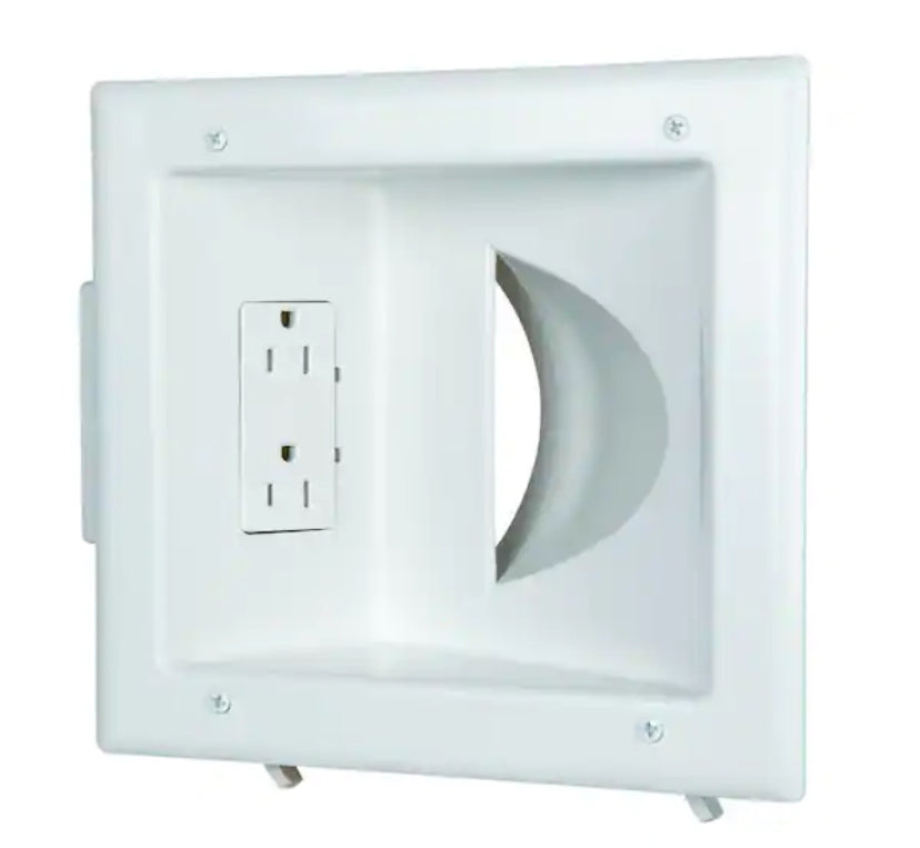 White 1-Gang 1-Decorator/Rocker/1-Duplex;Cable Pass-Through Wall Plate (1-Pack)