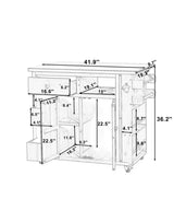 Gray Stainless Steel Top Kitchen Cart with Side Spice Rack, Drawers, Storage Cabinet