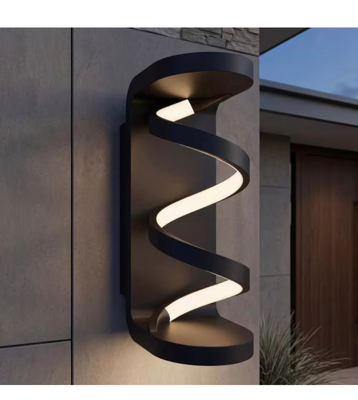 Swirl 1-Light Black LED Outdoor Wall Cylinder Light