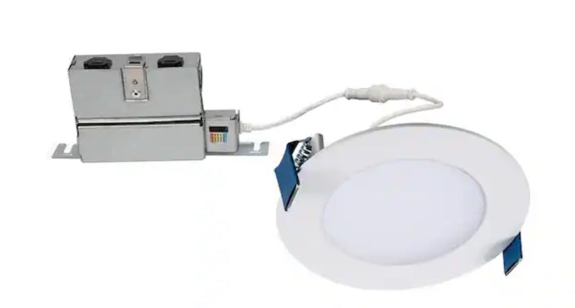 HLB 4 in. Adjustable CCT Canless IC Rated Dimmable Indoor, Outdoor Integrated LED Recessed Light Kit