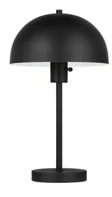 Corbin 17.5 in. Black Modern Table Lamp with Black Metal Shade and AC Outlet on Base