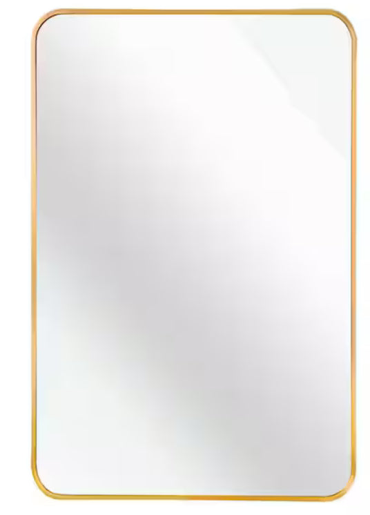 Ta. 24 in. W x 36 in. H Gold Rectangle Framed Mirror
