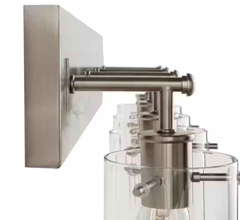 Regan 29.13 in. 4-Light Brushed Nickel Bathroom Vanity Light with Clear Glass Shades