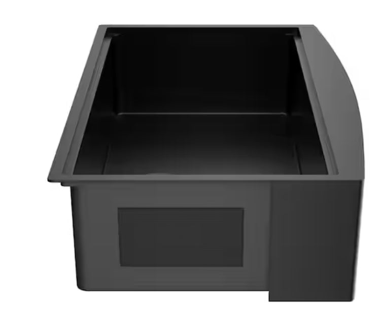 33 in. Farmhouse/Apron-Front Single Bowl 18 Gauge Black Stainless Steel Workstation Kitchen Sink with Spring Neck Faucet
