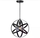 Orbit 1-Light Black Mini Pendant with Black Metal Strap Design and Bulb Included