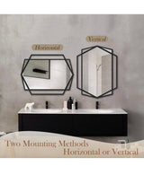 23 in. W x 32 in. H Hexagonal Rectangular Black Metal Frame Decorative Mirror Bathroom Mirror Wall Mirror