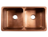 Rivera 32 in. Undermount Double Bowl 16 Gauge Antique Copper Kitchen Sink