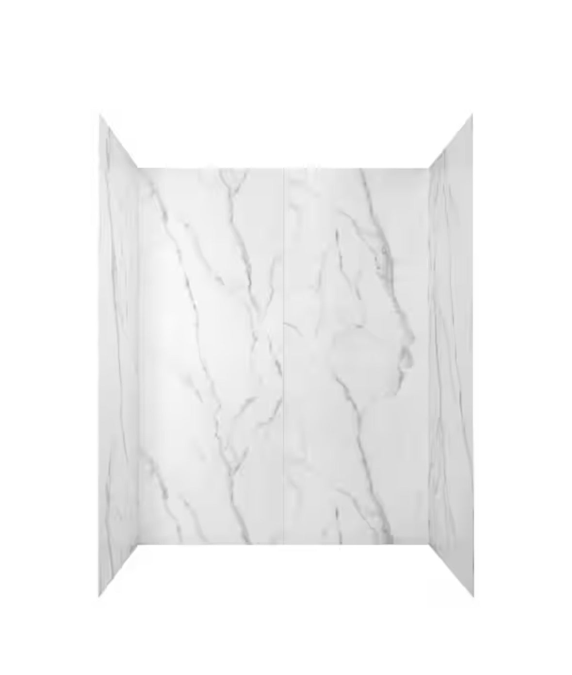Passage 32 in. W x 72 in. H Four piece Glue Up Laminate Alcove Shower Wall Set in Serene Marble
