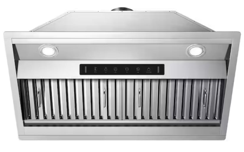 36 in. 900 CFM Convertible Insert Range Hood Stainless Steel with Baffle Filters, LED and Gesture Control