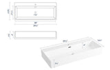 Turner Crisp White Vitreous China 40 in. x 16 in. Rectangular Wall-Mount Trough Vessel Sink w/ Faucet Hole and Overflow