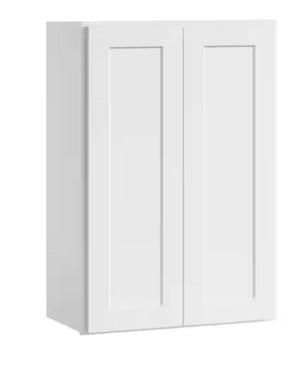 Easy-DIY 27 in. W x 12 in. D x 42 in. H Ready to Assemble Wall Kitchen Cabinet in Shaker White 2-Door-3 Shelves