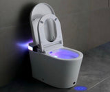 Smart Round Bidet Toilet with Heated Seat Auto Flush Foot Sensor Operation in White, LED Display, Night Light