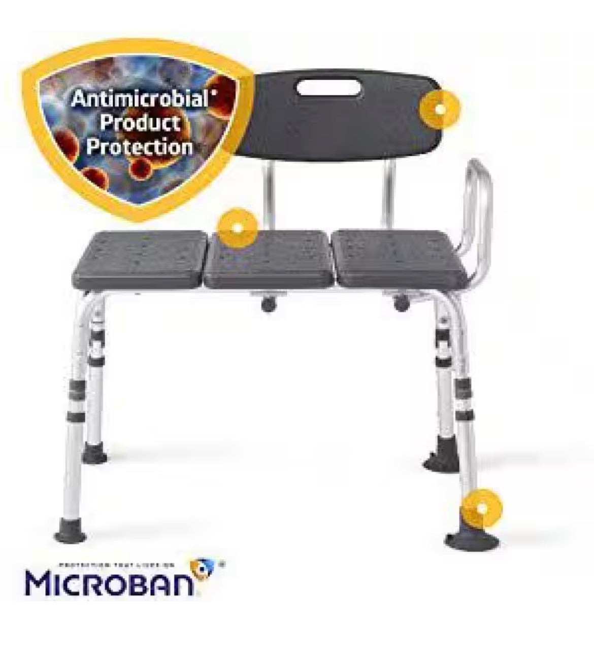 Knockdown Transfer Bath Bench with Back, Microban Antimicrobial Protection