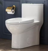 1-Piece 1.1/1.6 GPF Dual Flush Compact Elongated WaterSense Toilet in White Soft Close Seat Included
