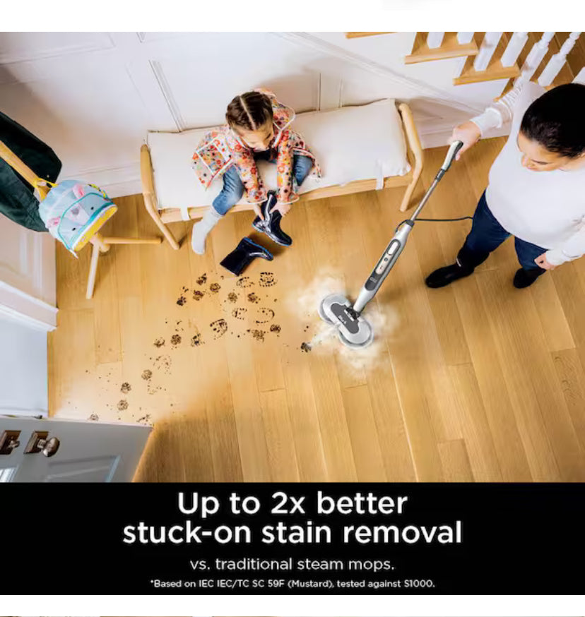 Steam and Scrub Corded Steam Mop and Cleaner for Hard Floors White with Steam Blaster Technology that scrubs sanitizes