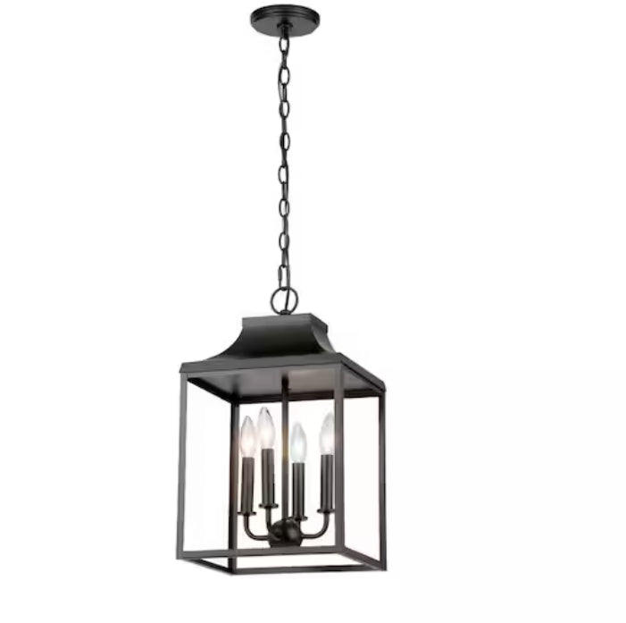 11.5 in. W 4-Light Espresso Bronze Finish Lantern Pendant Light