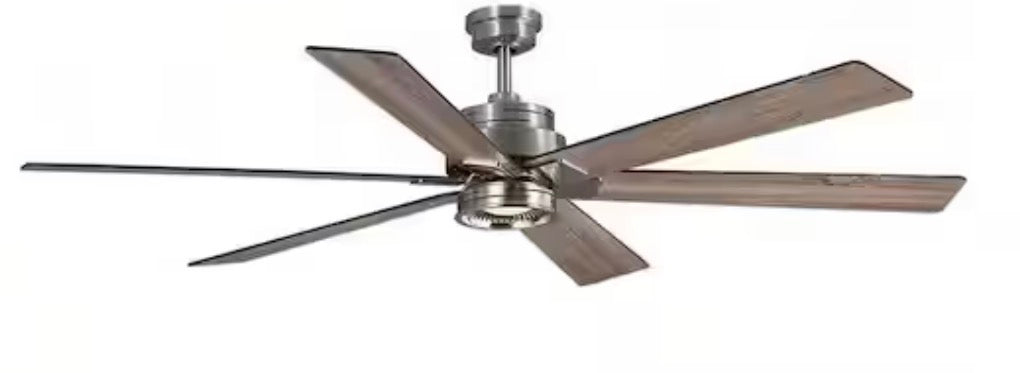 Statewood 70 in. Indoor LED Brushed Nickel Ceiling Fan with Light Kit, Downrod, Remote Control and 6 Reversible Blades
