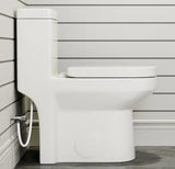 One-Piece 1.1/1.6 GPF Dual Flush Round Toilet in White Soft Close Seat Included