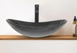 Glass Oval Vessel Sink in Black Grey