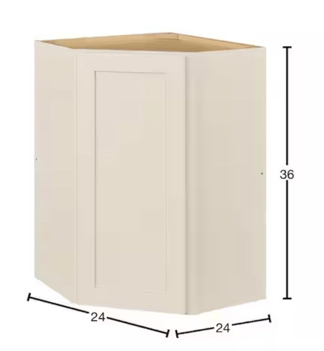 Avondale 24 in. W x 24 in. D x 36 in H Ready to Assemble Plywood Shaker Diagonal Corner Kitchen Cabinet in Antique White