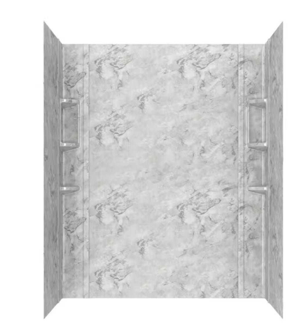 Ovation 32 in. x 60 in. x 72 in. 5-Piece Glue-Up Alcove Shower Wall Set in Silver Celestial