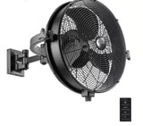 18 in. Wet Rated Indoor/Outdoor Matte Black Wall Fan With Remote
