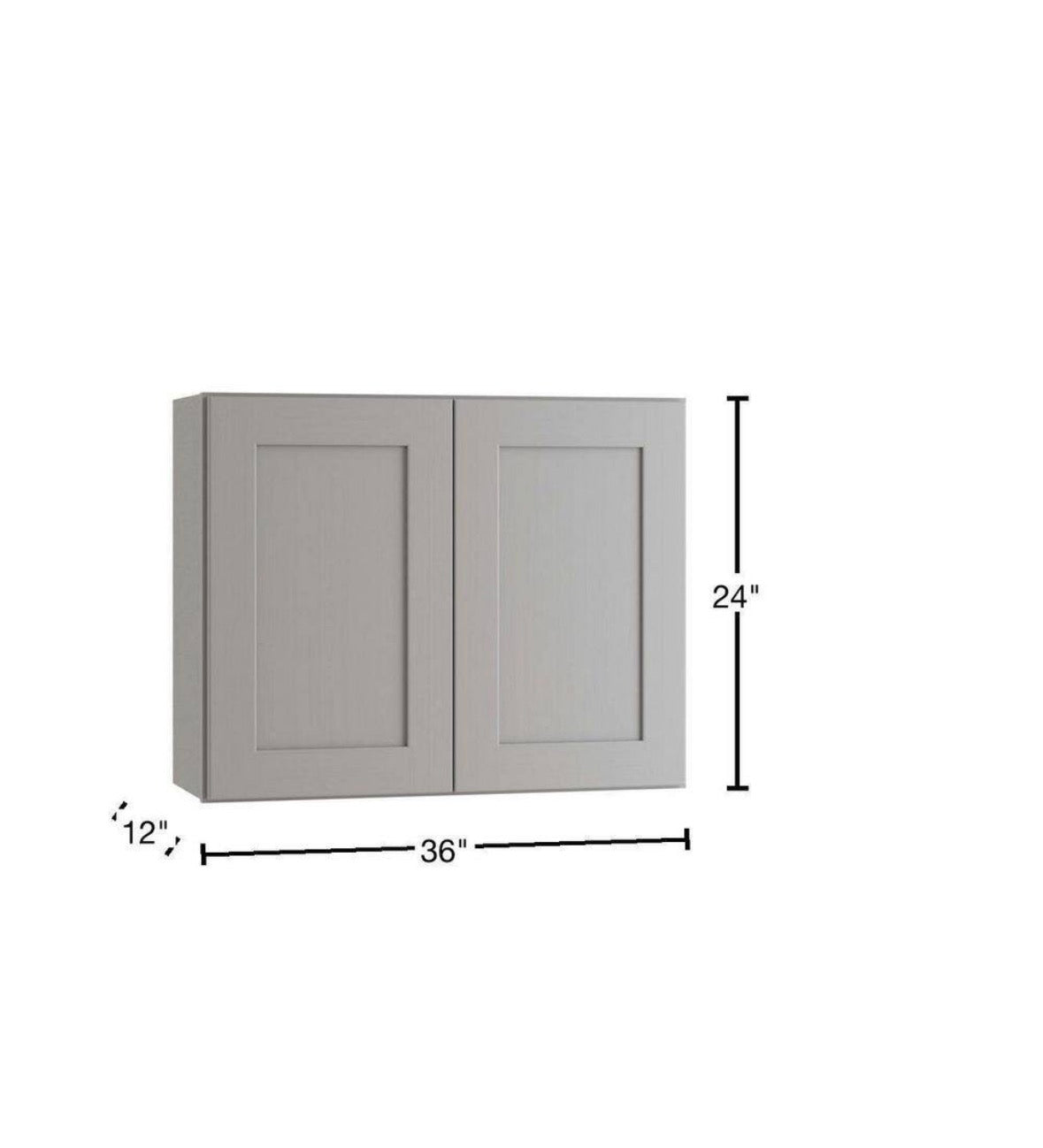 36 in. W x 12 in. D x 24 in. H Ready to Assemble Plywood Shaker Wall Bridge Kitchen Cabinet in Dove Gray
