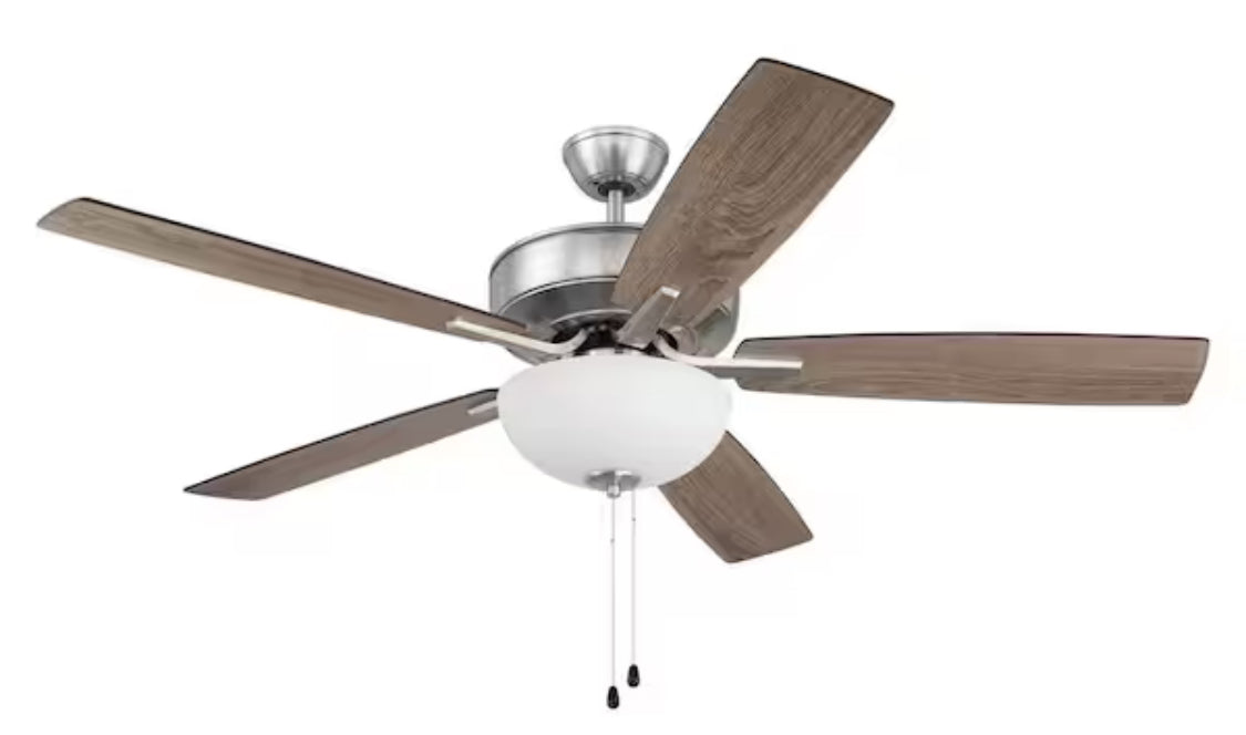 Pro Plus-211 52 in. Indoor Dual Mount Brushed Polished Nickel Ceiling Fan with Optional LED White Bowl Light Kit